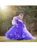 Spaghetti Straps Purple Tulle 3D Flowers Romantic Flower Girl Dress